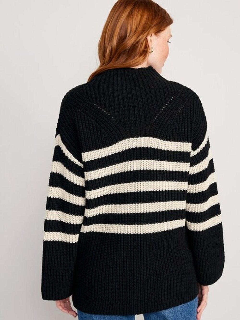 Old Navy Striped Mock-Neck Chunky Knit Tunic Sweater XXL Nautical Preppy